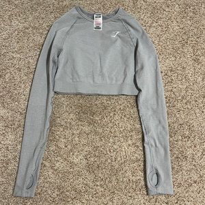 Grey GymShark Long sleeve Workout Crop top. Size Small.